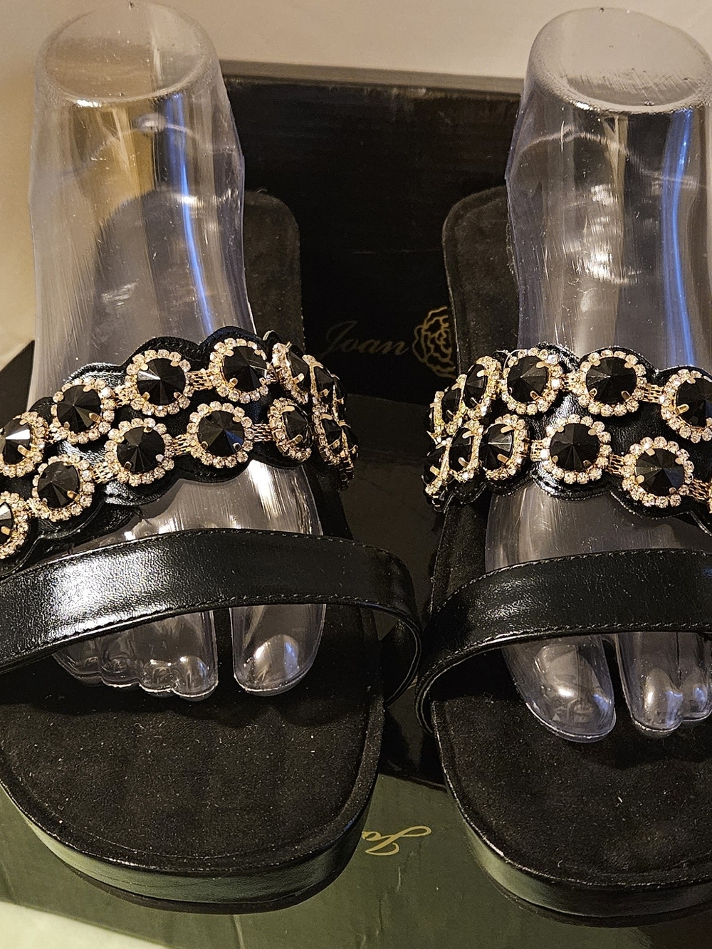 Joan Boyce Jeweled Slide Sandals